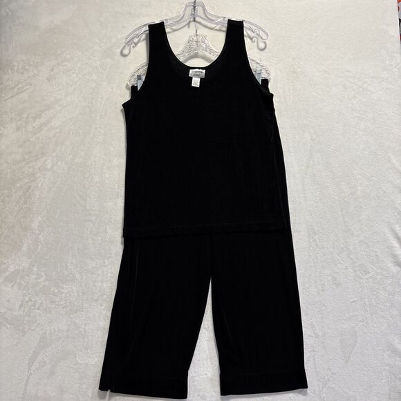 Travelers By Chicos Women's Two Piece Set Tank and Pull on Pants Black Size 2 - Picture 1 of 16